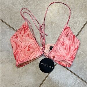 NWT! White Fox All About That Mesh Crop Top M Pink Swirl
